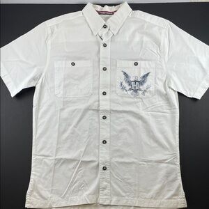 Harley-Davidson Eagle Graphic Button Down Shirt Short Sleeve White Size M
